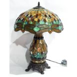 Tiffany style two-light table lamp of typical design, 60cm high approx.
