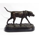 Bronzed metal model of a hound after A.