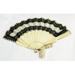 19th century pierced and carved ivory fan