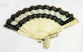 19th century pierced and carved ivory fan