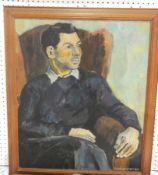 Frans Orntoft "55"  
Oil on canvas 
Three-quarter length portrait of gentleman seated in armchair,