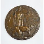 Bronze WWI memorial plaque, Kenneth Anthony Baylis,