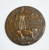 Bronze WWI memorial plaque, Kenneth Anthony Baylis,