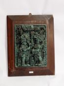 Collection of carved reproduction Inca plaques and further carved figures,