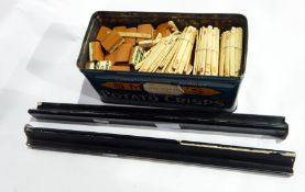 Bone and wood Mahjong set by Parker Brothers together with pair wooden tablet rests