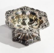 Russian silver bonbon dish by Carl Seipel, St Petersburg, footed and lobed with scallopshell border,