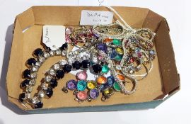 Diamante necklace and other costume jewellery