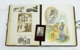 Edwardian leather bound "Scenes from Shakspere" photograph album containing family photographs with