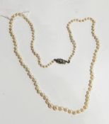 String of graduated cultured pearls with 9ct white gold pierced clasp