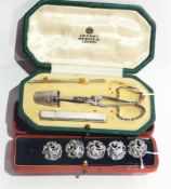 A lady's silver etui comprising scissors, thimble, needle case and nail file by Aspreys,