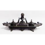 Bronzed metal desk stand in the revived Egyptian style,