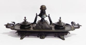 Bronzed metal desk stand in the revived Egyptian style,