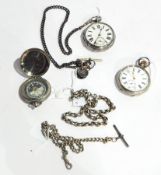 Victorian silver open-faced pocket watch with subsidiary seconds dial, London 1874,