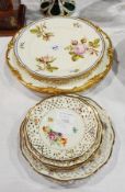 Pair French porcelain plates, rose painted, marked "A la ville de Sevres, Mace",