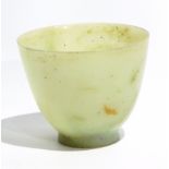 Small Chinese pale celadon jade bowl with flared sides and circular foot, 5.