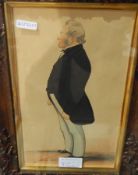 Watercolours 
Full length portrait of female figure in black dress and lace bonnet,