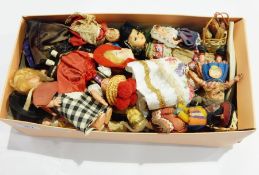 Plaster head and shoulders of doll with blonde 18th century style wig and quantity of souvenir