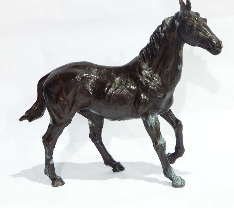 Bronzed metal model of a horse,