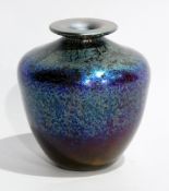A Norman Stuart Clarke studio glass vase with flared rim to sloping shoulders and tapering circular