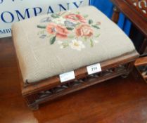 19th century mahogany footstool with pierced lattice work frieze,