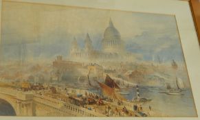 19th century school
Watercolour
Continental scene with busy river and bridge,