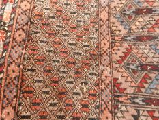 Caucasian style wool rug with geometric pattern,