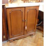 A reproduction mahogany side cabinet with moulded top,