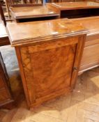 Burr walnut side cabinet with one shelf,