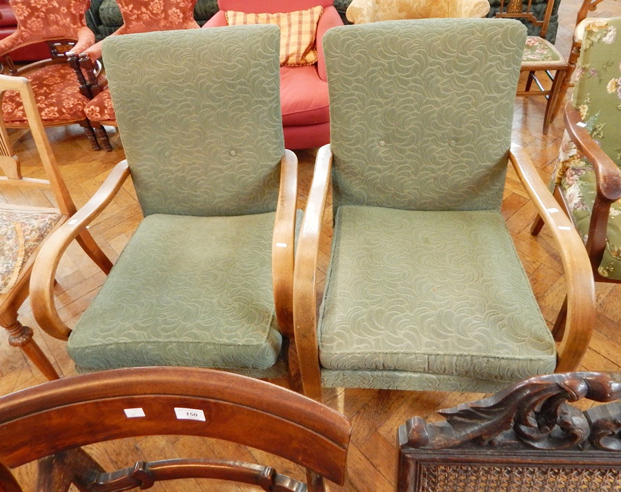 20th century armchair with upholstered seat and back,