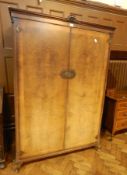 A Queen Anne style walnut veneer wardrobe,