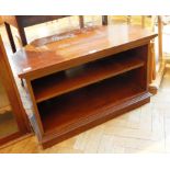 A modern mahogany corner unit with open shelf,