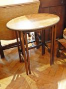 Mahogany oval top nest of two tables with reeded edge, on square legs,