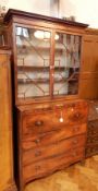 A Georgian mahogany secretaire bookcase,