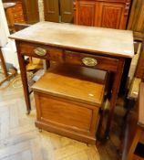 A 19th century rectangular mahogany side table with two frieze drawers,