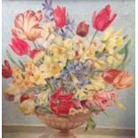 Hodge (J M M(?)) 20th century school 
Oil on canvas
Still life of flowers, tulips,