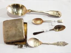 A small quantity of silver items to include a William IV table spoon, silver cigarette case,