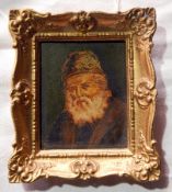 Oil portrait
Miniature, old man in cap, possibly Czech,