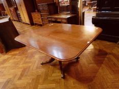 19th century rectangular top supper table, with moulded border, on turned pedestal support,