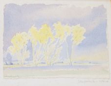 Lindsey Bartholomew 
Watercolour drawing 
"Collingbourne Ducis, Wiltshire, stylised trees,