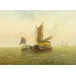 19th century Continental school
Oil on canvas
Sailing barges off the coast,