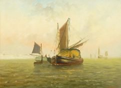 19th century Continental school
Oil on canvas
Sailing barges off the coast,