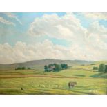 W L Clark 
Oil on canvas
Moorland scene with horse and chickens in foreground, hills in background,