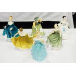Various Royal Doulton figurines "Enchantment", "Lynne", "Buttercup", "Janine",