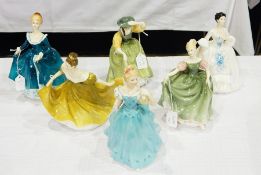 Various Royal Doulton figurines "Enchantment", "Lynne", "Buttercup", "Janine",