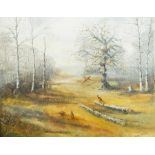 Audrey Knight (Contemporary)
Pheasants in a wooded winter landscape, signed,