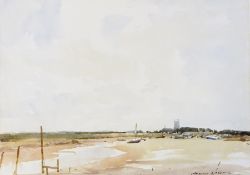 Edward Wesson (1910-1983) 
Watercolour 
"Blakeney from Morston, Norfolk",