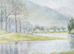 Clive Beckinsale (20th century) 
Pastel drawing 
"Corner of Derwent Water",