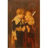19th century English School
Oil on canvas
A study of two children in velvet costumes with lace