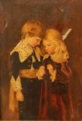 19th century English School
Oil on canvas
A study of two children in velvet costumes with lace