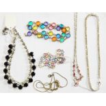Diamante necklace and other costume jewellery
